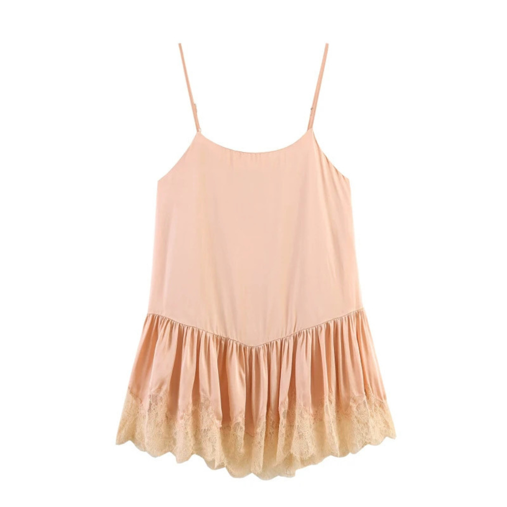 ZARA Trendy Patchwork Design Spaghetti Strap Dress